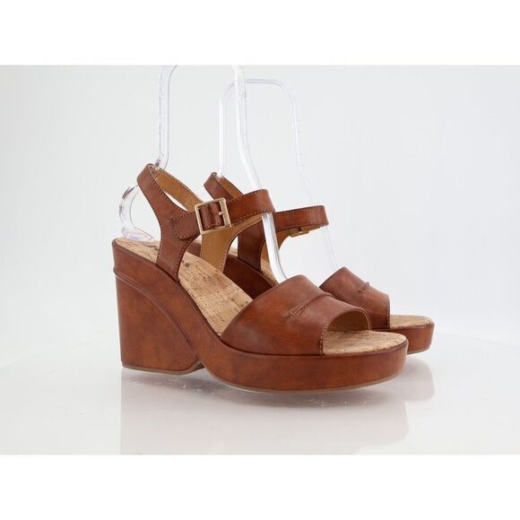 Korks Kork Ease Women Bardot Sandal Sz 11 Block Heel Platform Retro Black Vegan - Picture 2 of 12